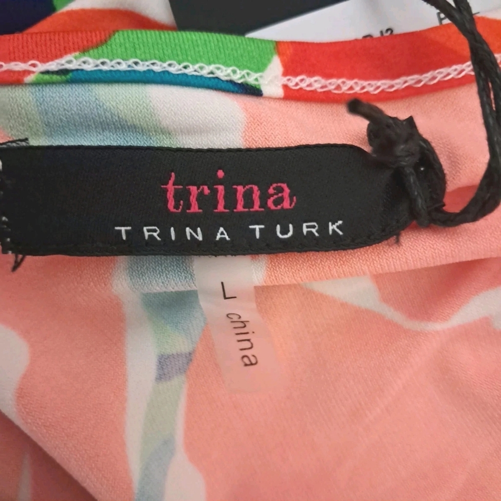 Trina Turk Juju Botanical Medley Halter Dress Tropical Floral Large - Picture 8 of 11